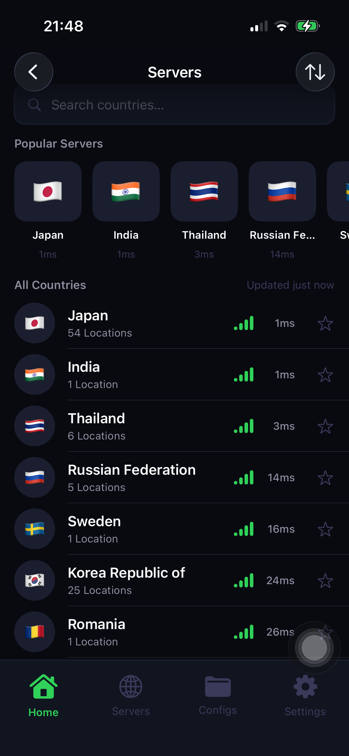 CloakVPN server list